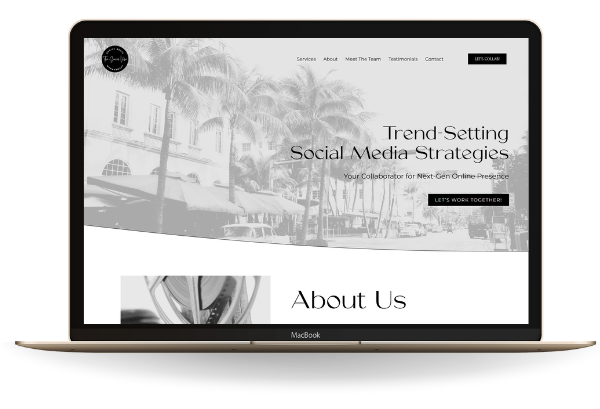 The social vibe media home page on the laptop