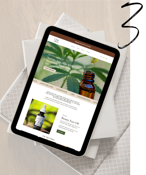 Ecommerce website designed by betsy lugo creative on a tablet