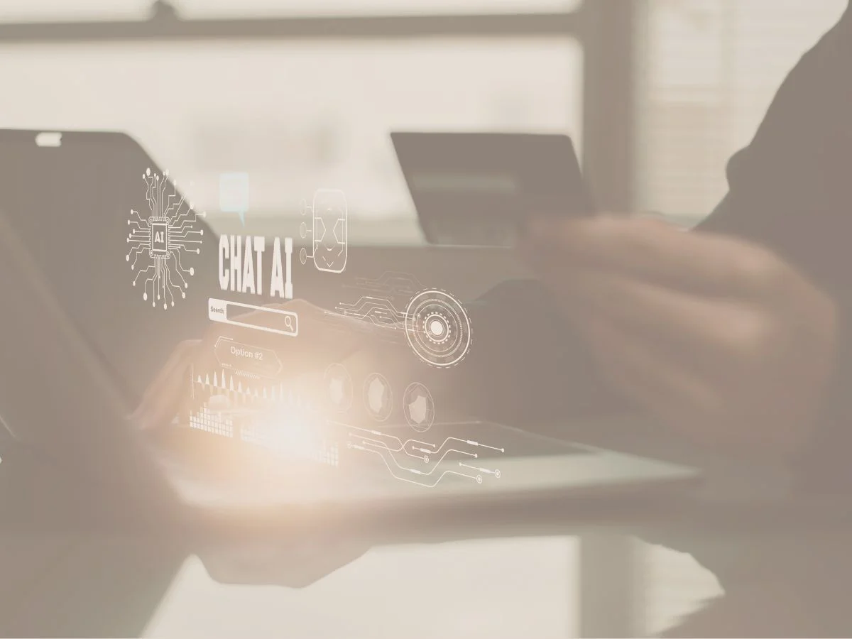 customer shopping on there laptop using AI chat box